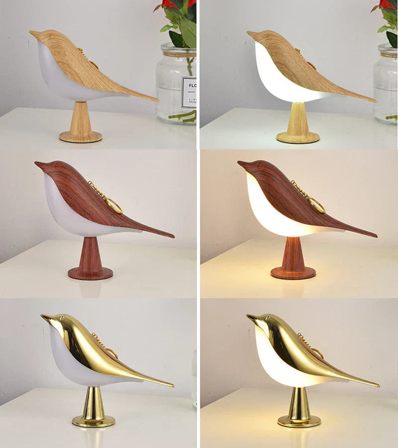 GlowNest | Houten Vogelvormige Nachtlamp