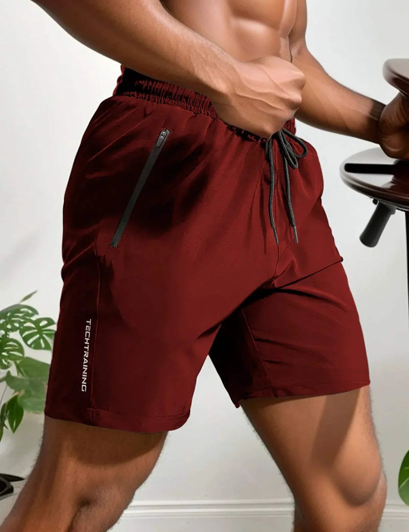 Atletische shorts voor heren - lichtgewicht vocht -picking - stretch stof - Zip Pocket