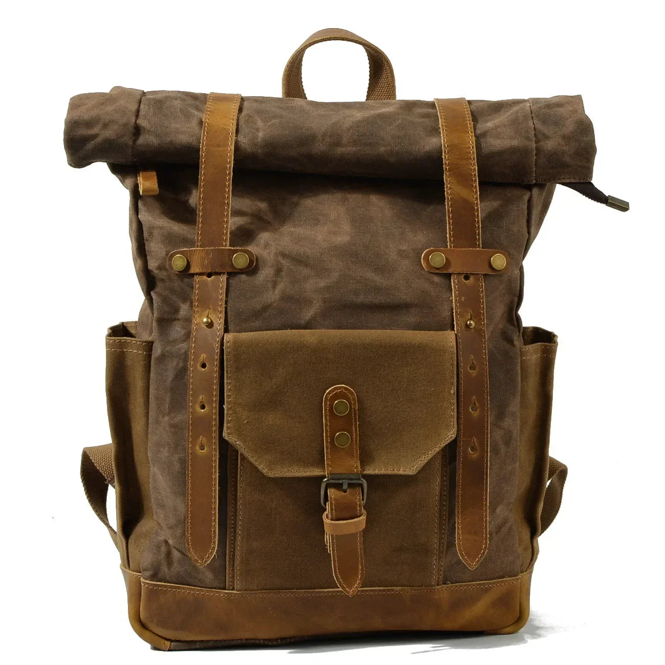 Finn | Stijlvolle Militaire Canvas Rugzak met Roltop voor Wandelen en Laptop