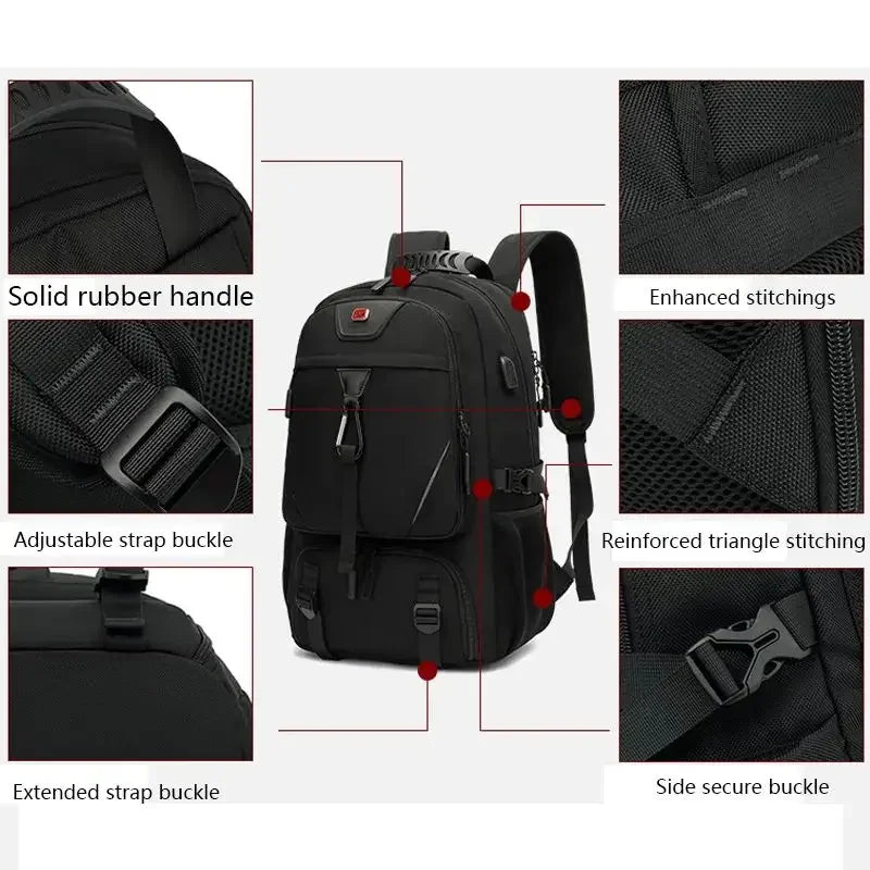 Rowi | Uitbreidbaar 80L Reizen Hiking Laptop rugzak met USB-oplader