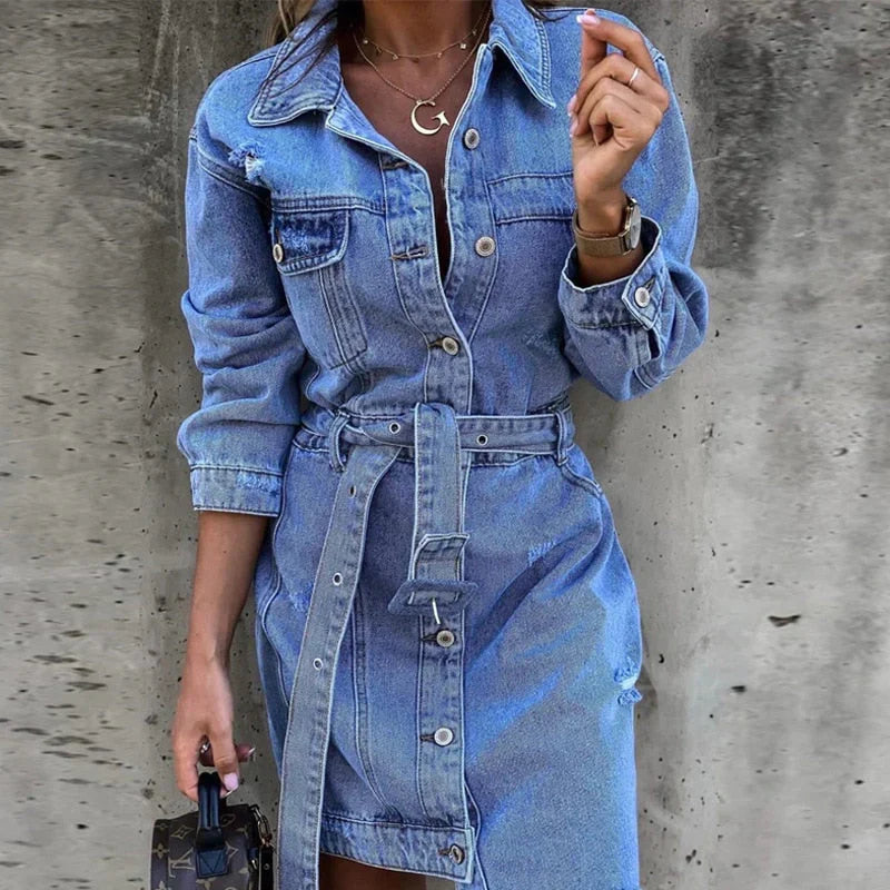 Stijlvolle Reyhan Denim Jurk voor een Modieuze Look