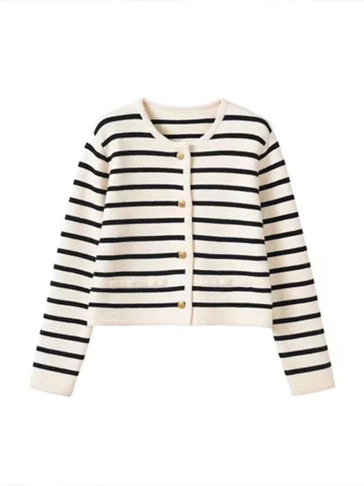 Laura | Gestreept Elegant Vest met knopen Dames