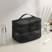Grace | Dubbellaags Groot Mesh Reistasje Cosmetica