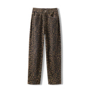 Dames Jeans met Luipaardprint en wijde pijpen