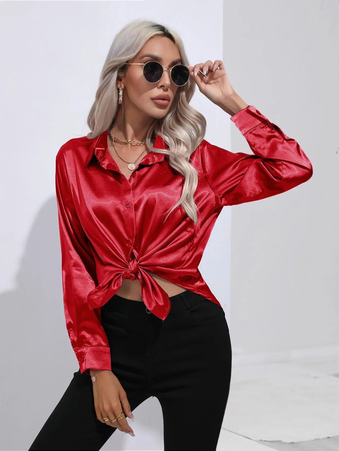 Selma | Satijnen Blouse Dames