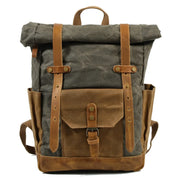 Finn | Stijlvolle Militaire Canvas Rugzak met Roltop voor Wandelen en Laptop