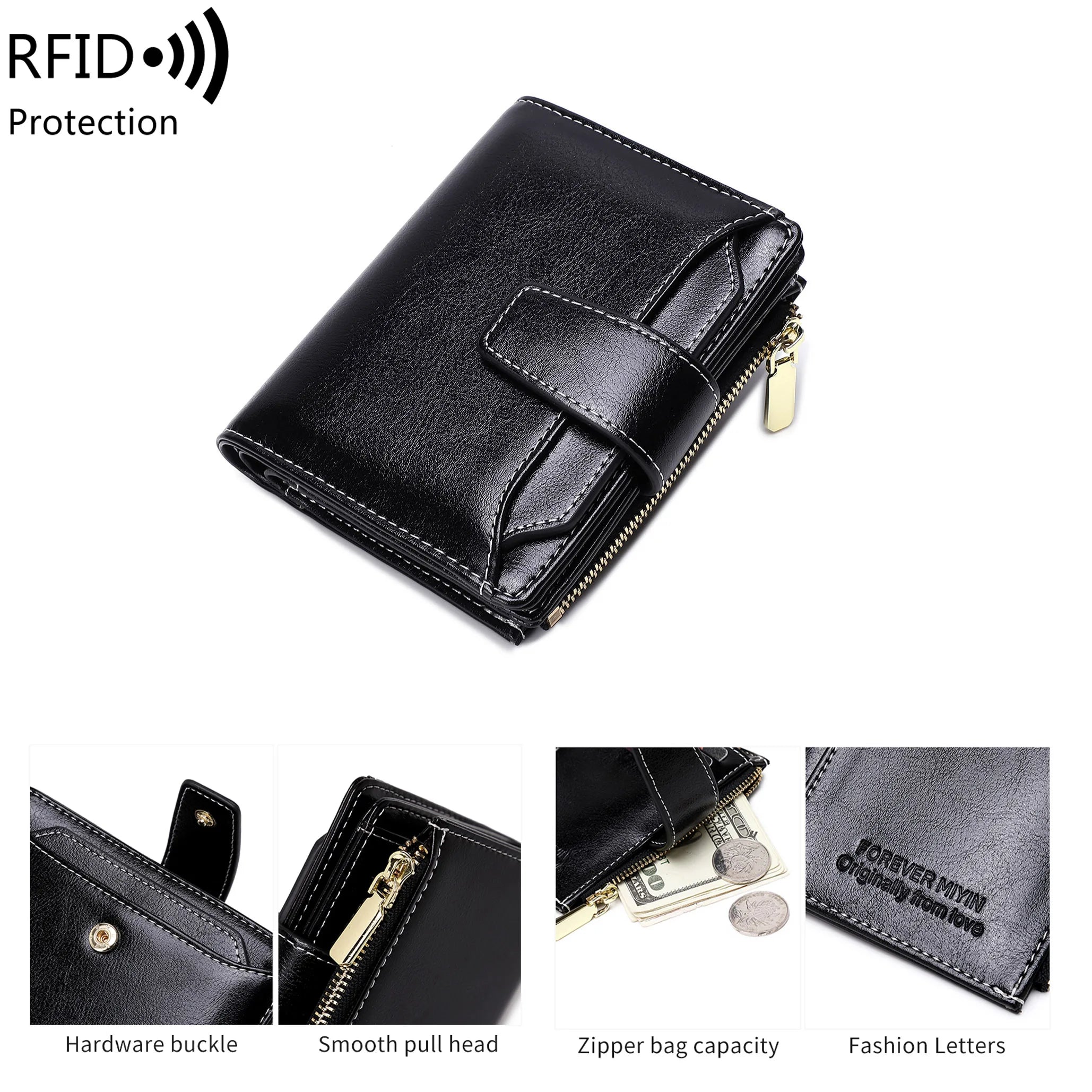 Zaza | Compacte RFID-Blokkerende Driedubbele Reisportemonnee