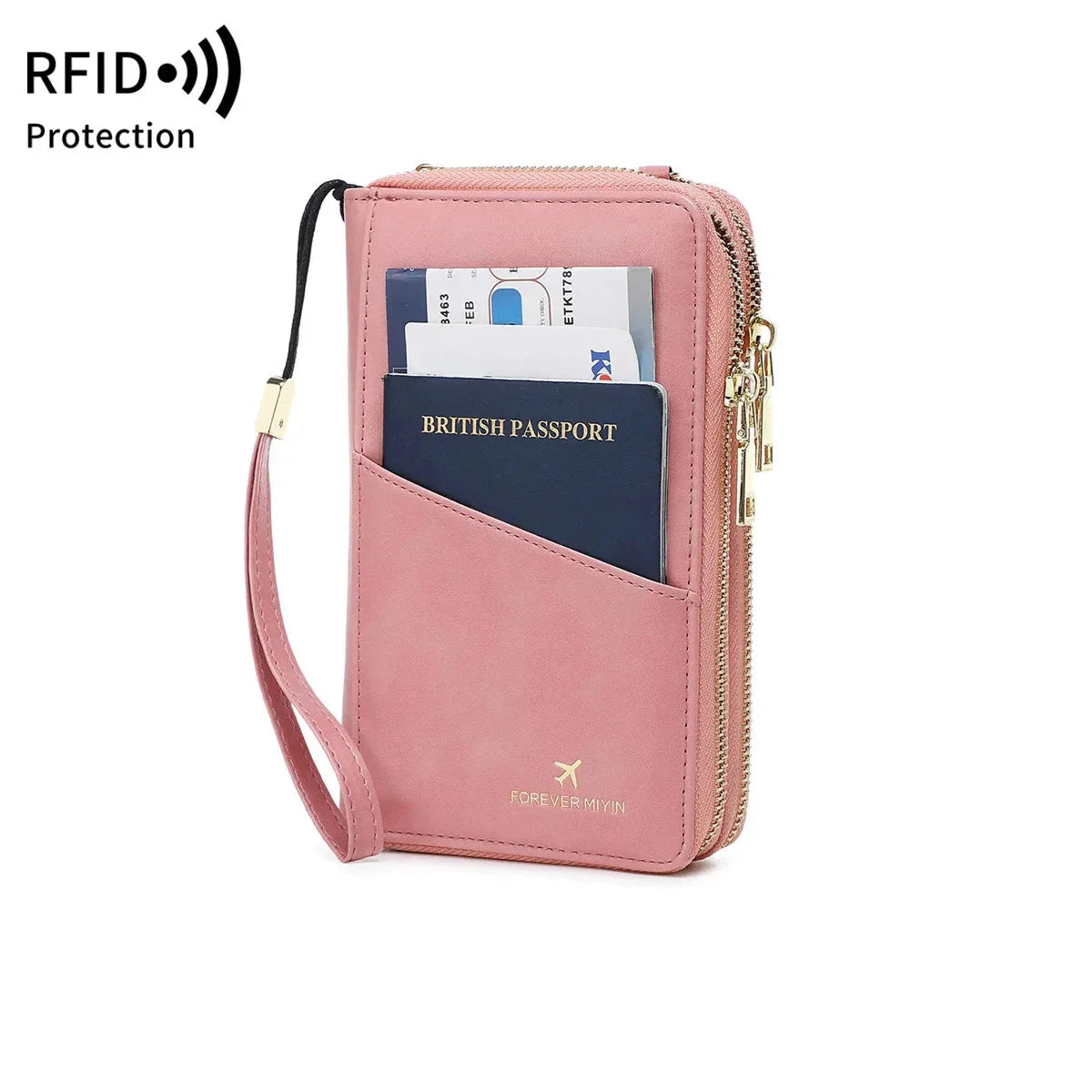 Denise | RFID Beschermende Paspoorthouder en Reisetui met Polsband