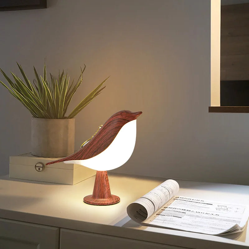 GlowNest | Houten Vogelvormige Nachtlamp