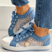 Nova | Trendy Blauwe Vetersneakers van Canvas voor Comfortabel Dagelijks