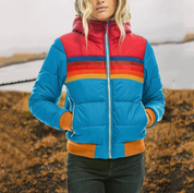 Vina | Trendy Retro Winterjas voor Dames met Streepdetails