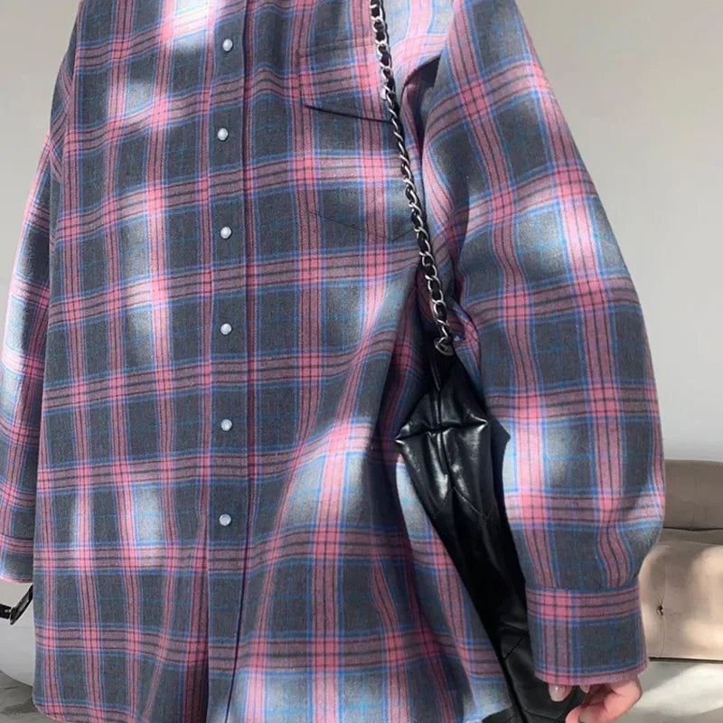 Maan | Oversized Geruit Dames Blouse