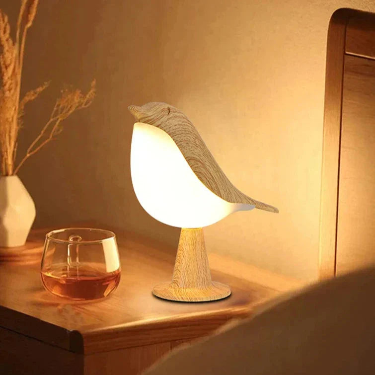 GlowNest | Houten Vogelvormige Nachtlamp