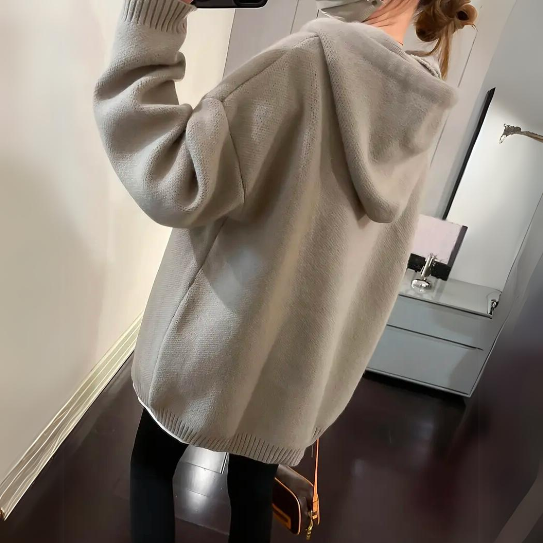 Smiley Face Hoodie voor dames in grote maten | Gebreid 1
