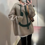 Smiley Face Hoodie voor dames in grote maten | Gebreid 2