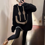 Smiley Face Hoodie voor dames in grote maten | Gebreid 4
