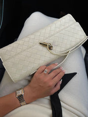 Arviel | Luxe Geweven Handtas met Gouden Sluiting