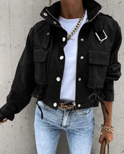 Stijlvol cropped overgangsjack voor dames | met zakken 0