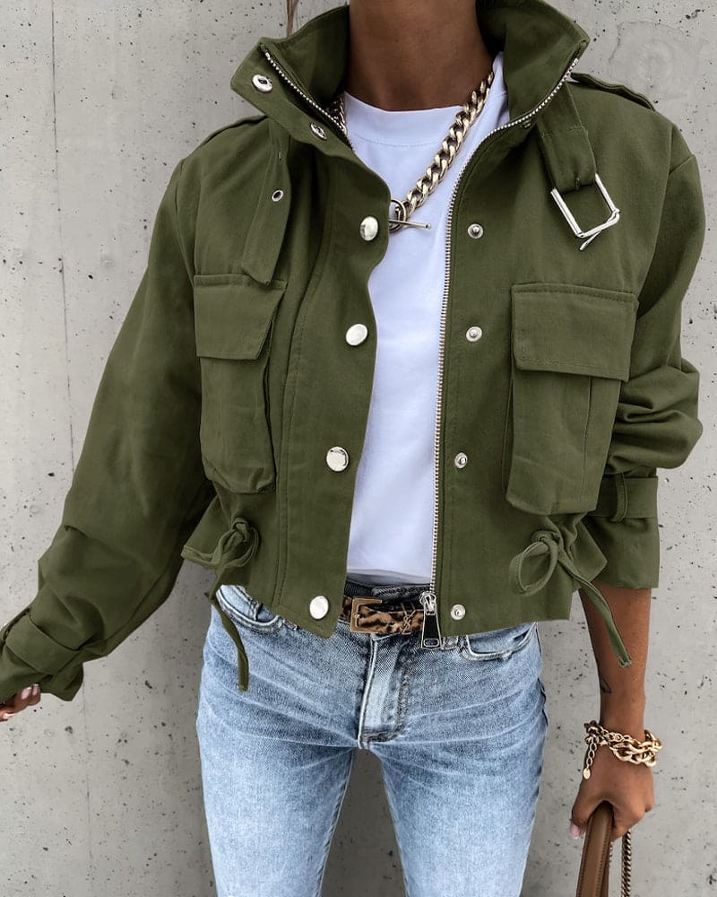 Stijlvol cropped overgangsjack voor dames | met zakken 1