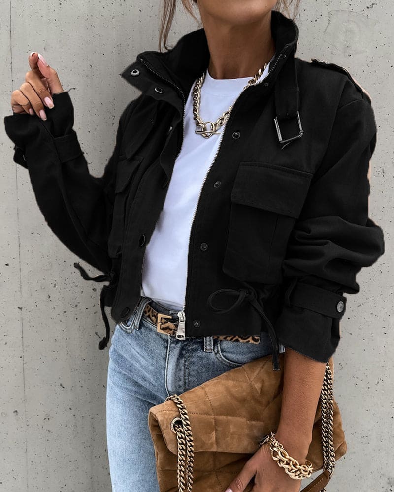 Stijlvol cropped overgangsjack voor dames | met zakken 2