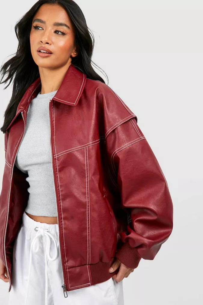 Stijlvolle rode damesjas | Oversized 0
