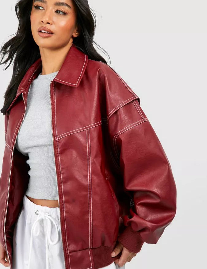 Stijlvolle rode damesjas | Oversized 0