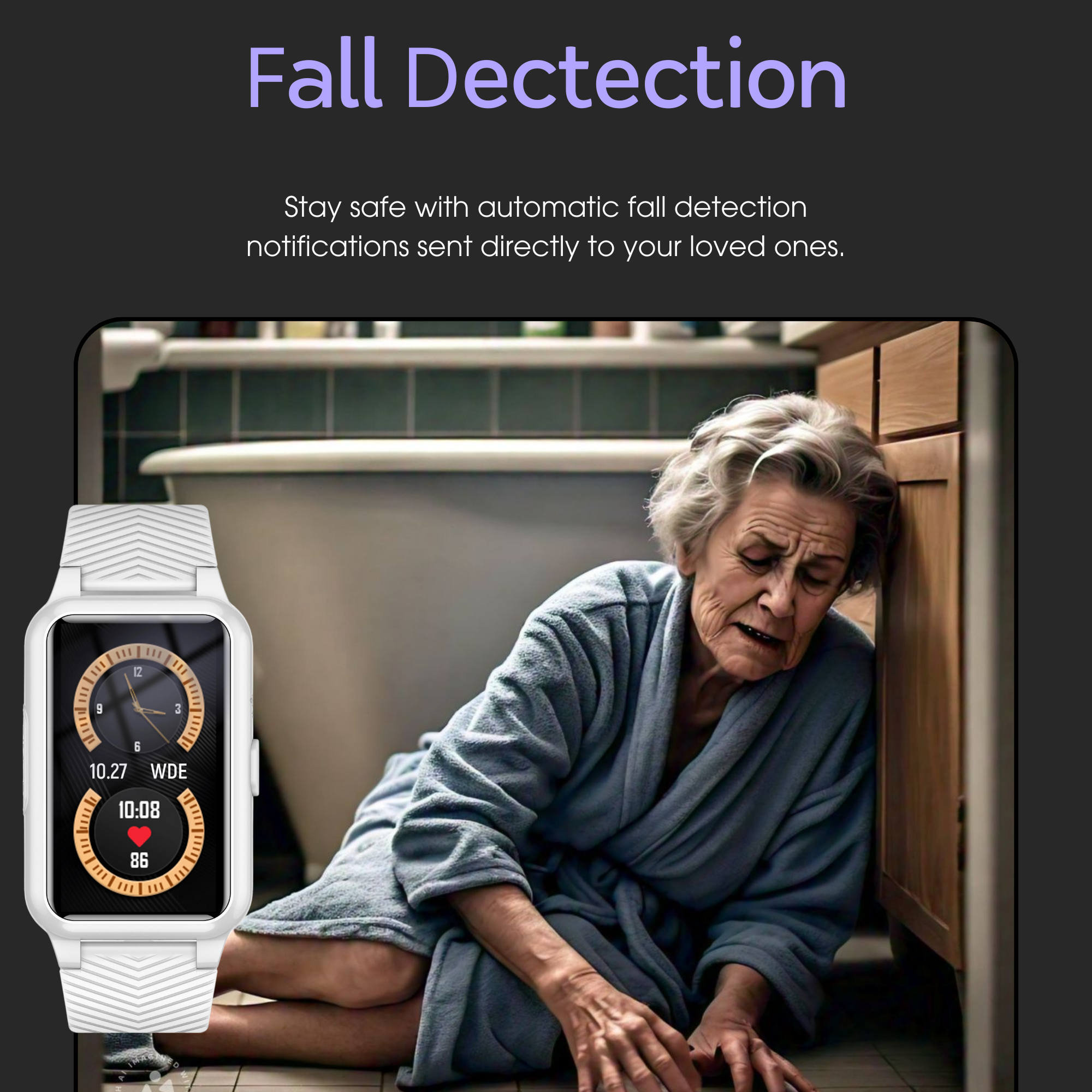 Valdetectiehorloge voor senioren - 4G medisch alarm met GPS en SOS-smartwatch 1