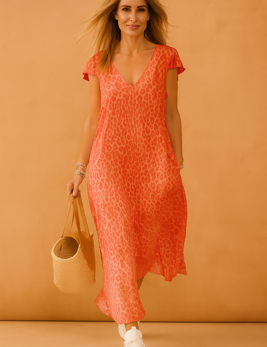 Vanessa lange korte zomerjurk met v -neck 2