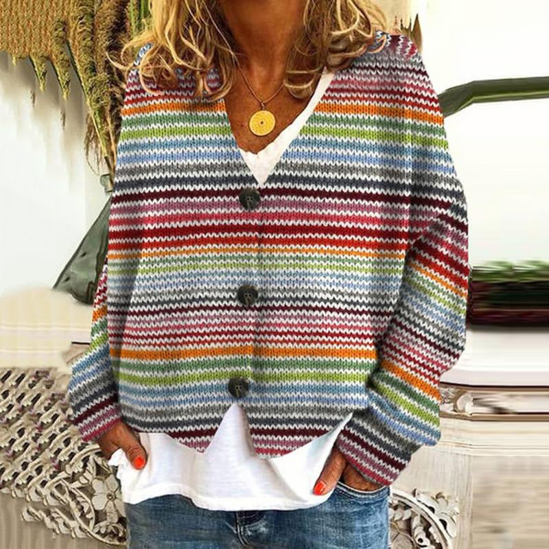 Veelkleurige damescardigan met knoopsluiting | Warm 1