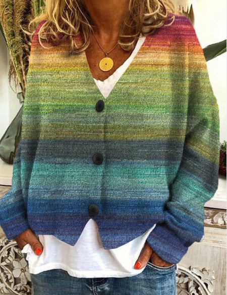 Veelkleurige damescardigan met knoopsluiting | Warm 2