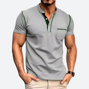 Stijlvolle Casual Henley Shirt met Functionele Borstzak voor Mannen