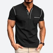 Stijlvolle Casual Henley Shirt met Functionele Borstzak voor Mannen