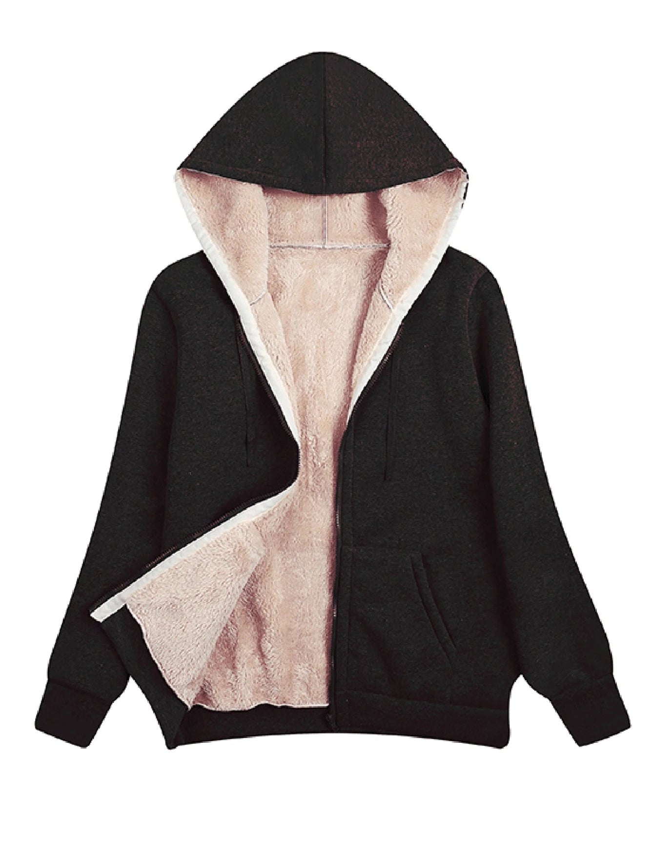 Warme fleecejas met capuchon voor dames | Lange mouw 0