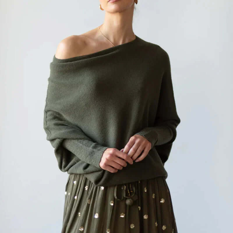 Warme trui met lange mouwen voor dames | Asymmetrisch 4
