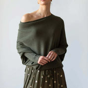 Warme trui met lange mouwen voor dames | Asymmetrisch 4
