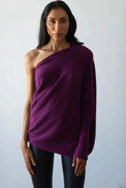 Warme trui met lange mouwen voor dames | Asymmetrisch 8