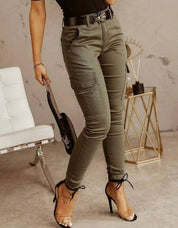 Nikita | Cargo Broek met Stretch en Hoge Taille