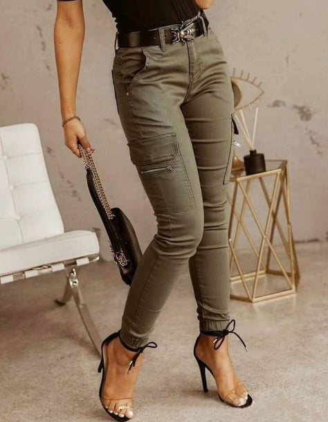 Nikita | Cargo Broek met Stretch en Hoge Taille