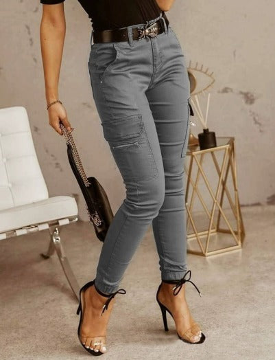Nikita | Cargo Broek met Stretch en Hoge Taille