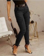 Nikita | Cargo Broek met Stretch en Hoge Taille