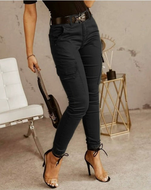 Nikita | Cargo Broek met Stretch en Hoge Taille