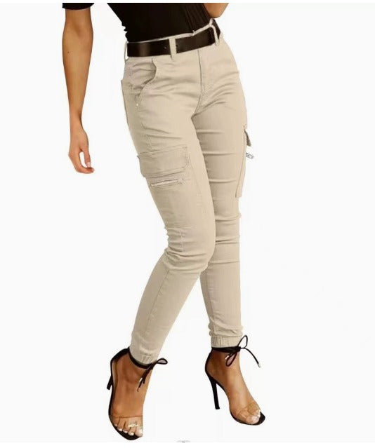 Nikita | Cargo Broek met Stretch en Hoge Taille