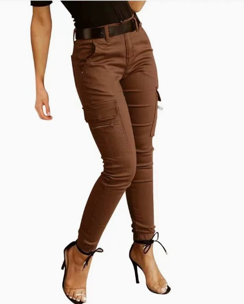 Nikita | Cargo Broek met Stretch en Hoge Taille