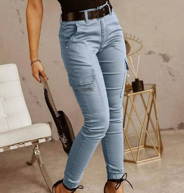 Nikita | Cargo Broek met Stretch en Hoge Taille