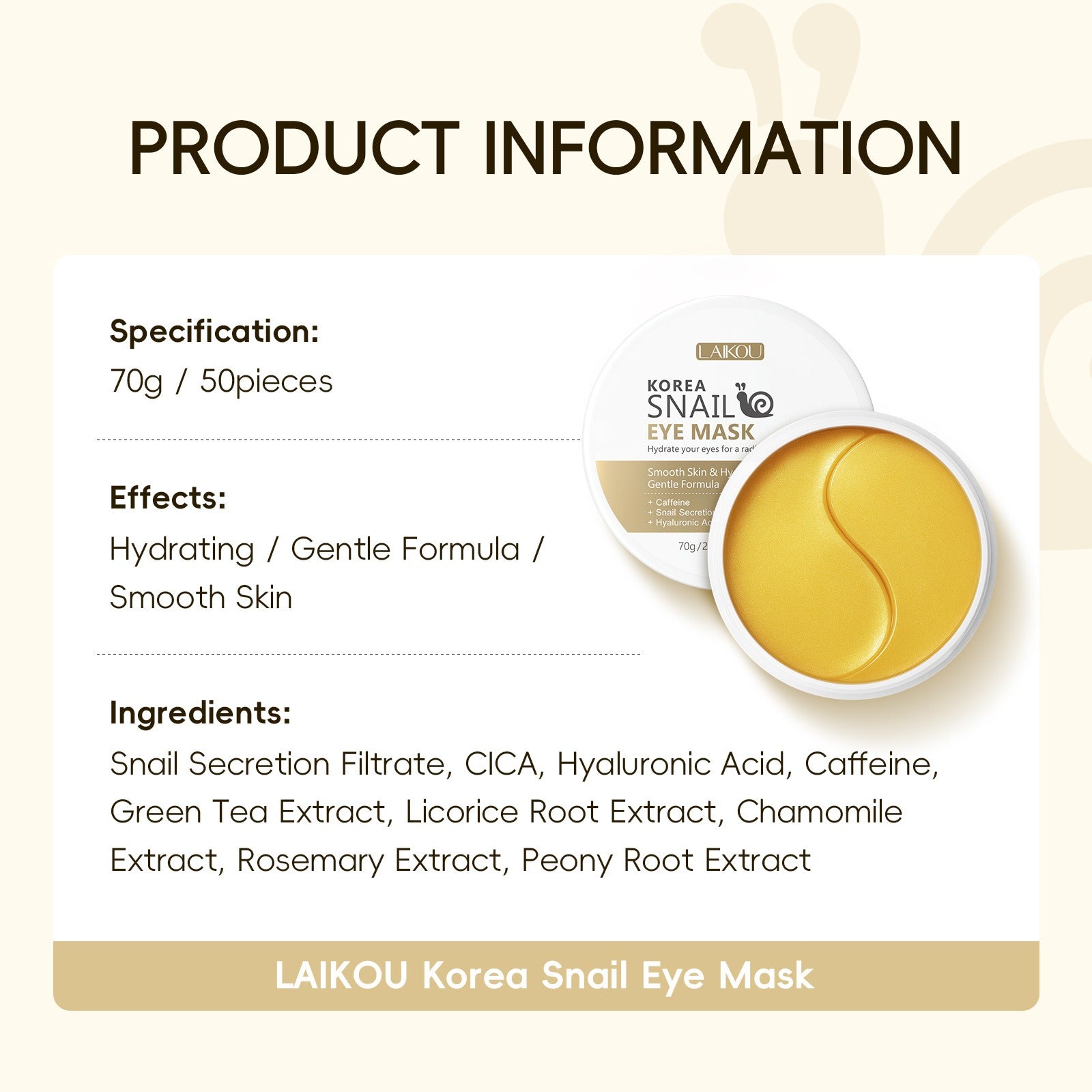 ReviveEyes - Snail Eye Mask voor donkere ringen en zwelling