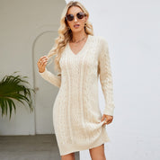 Arjane | Gebreide midi-jurk met elegante kanten rug