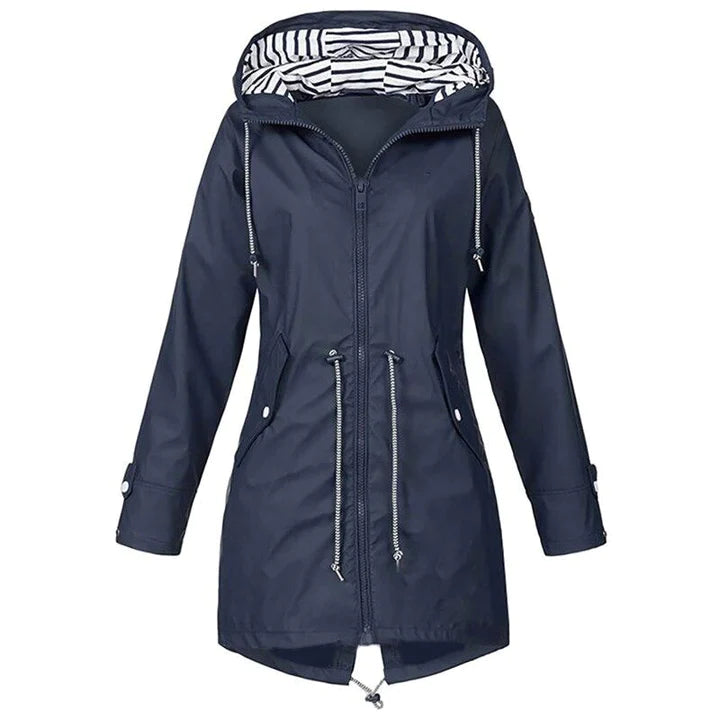 Winddichte regenjas met capuchon voor dames | Lange mouwen 2