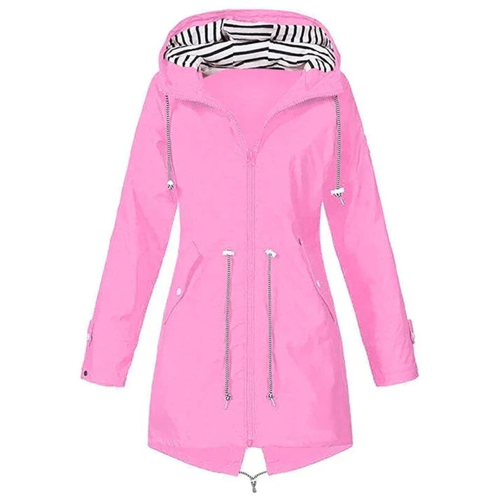 Winddichte regenjas met capuchon voor dames | Lange mouwen 4