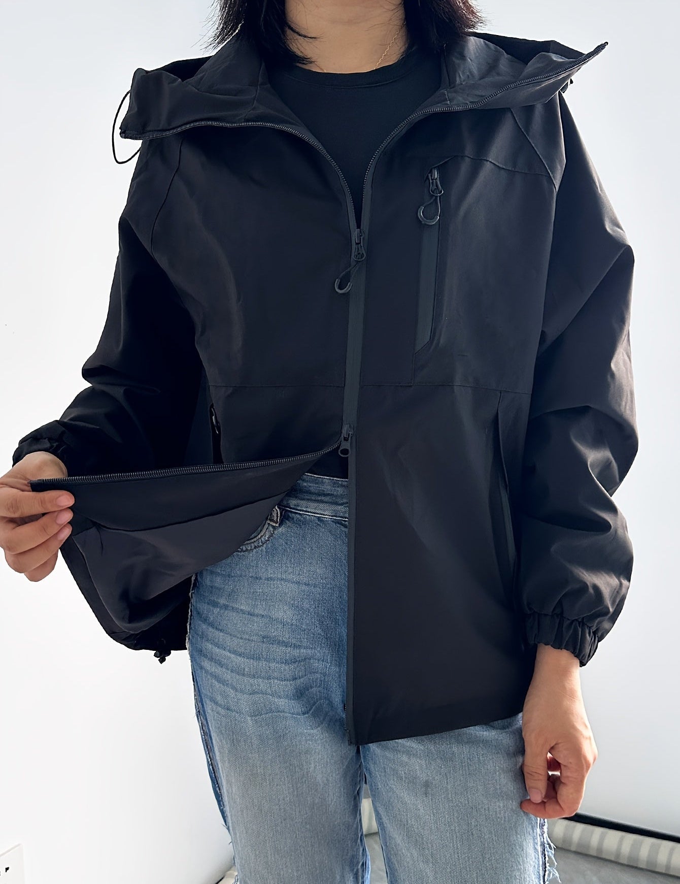 Winddichte regenjas voor dames met capuchon | Lange mouwen 8