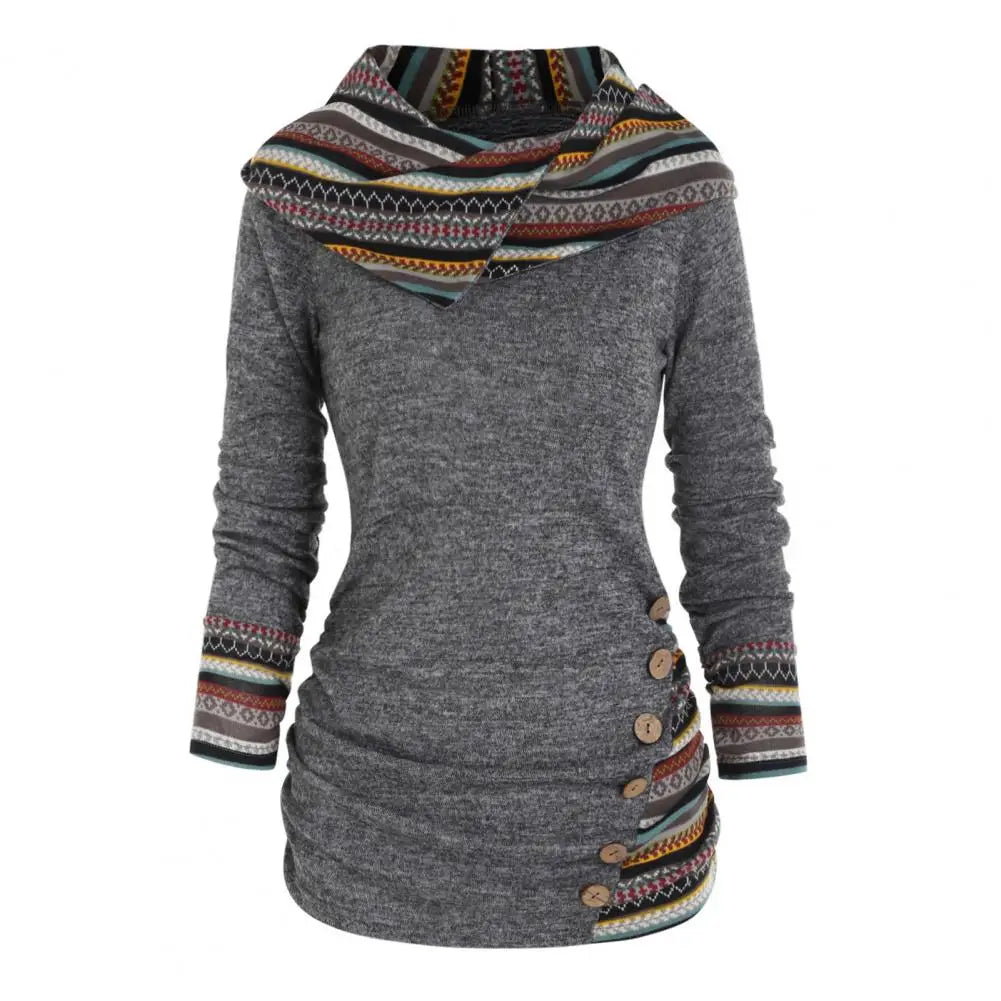 Wintertrui in etnische stijl voor dames | Met capuchon 2
